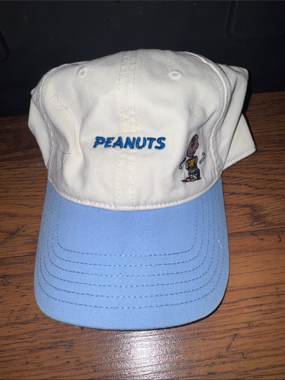 Peanuts Kids Two-Tone Cap in White and Light Blue with Embroidery 44.T27